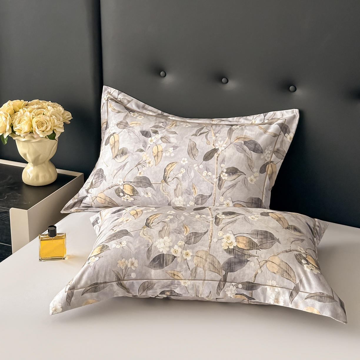 91家纺网 家纺一手货源 找家纺 益利多 2025新款纯棉A类全棉枕套加厚磨毛印花两只装枕头套信封开口48x74/50x80 叶岚-咖