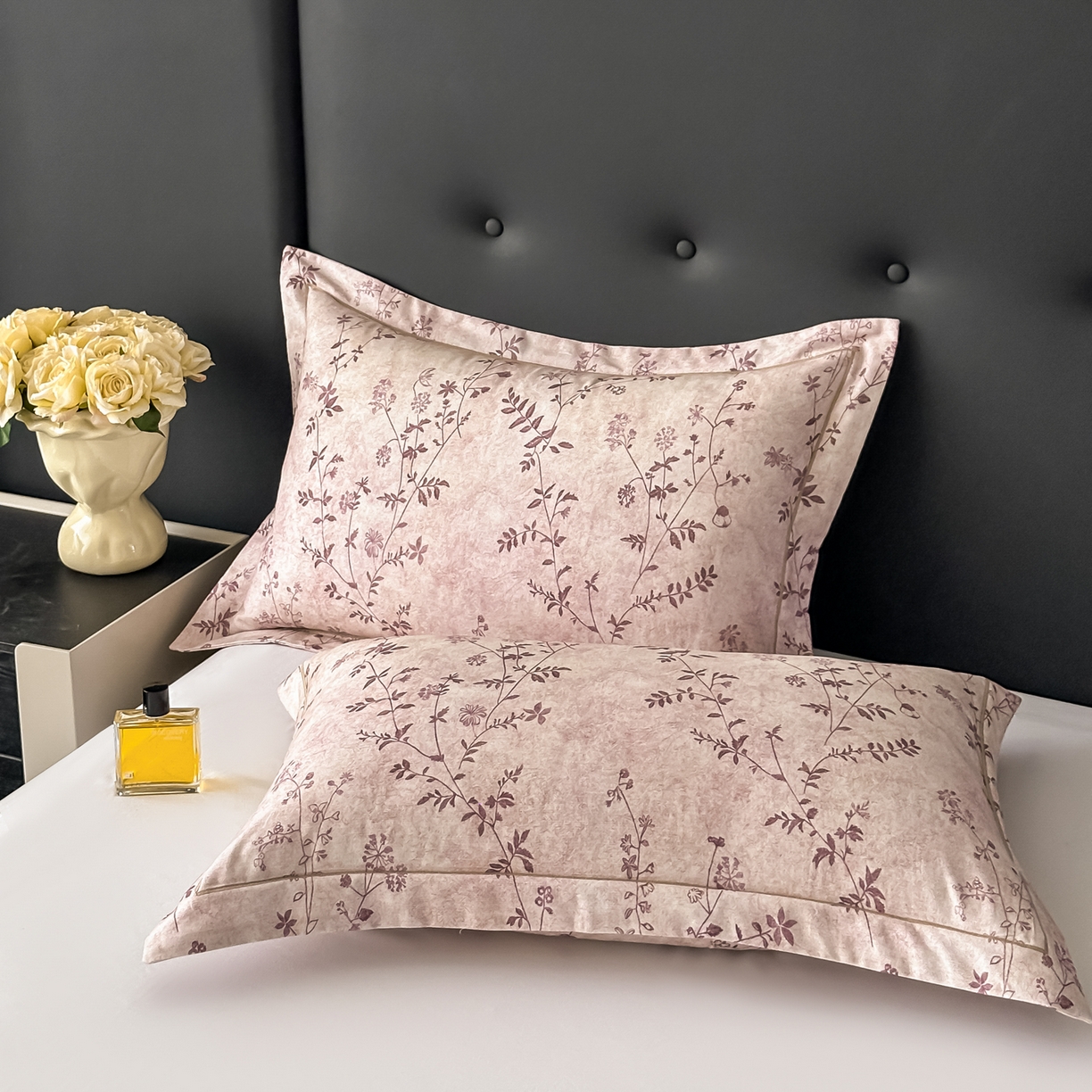 91家纺网 家纺一手货源 找家纺 益利多 2025新款纯棉A类全棉枕套加厚磨毛印花两只装枕头套信封开口48x74/50x80 织梦-粉紫