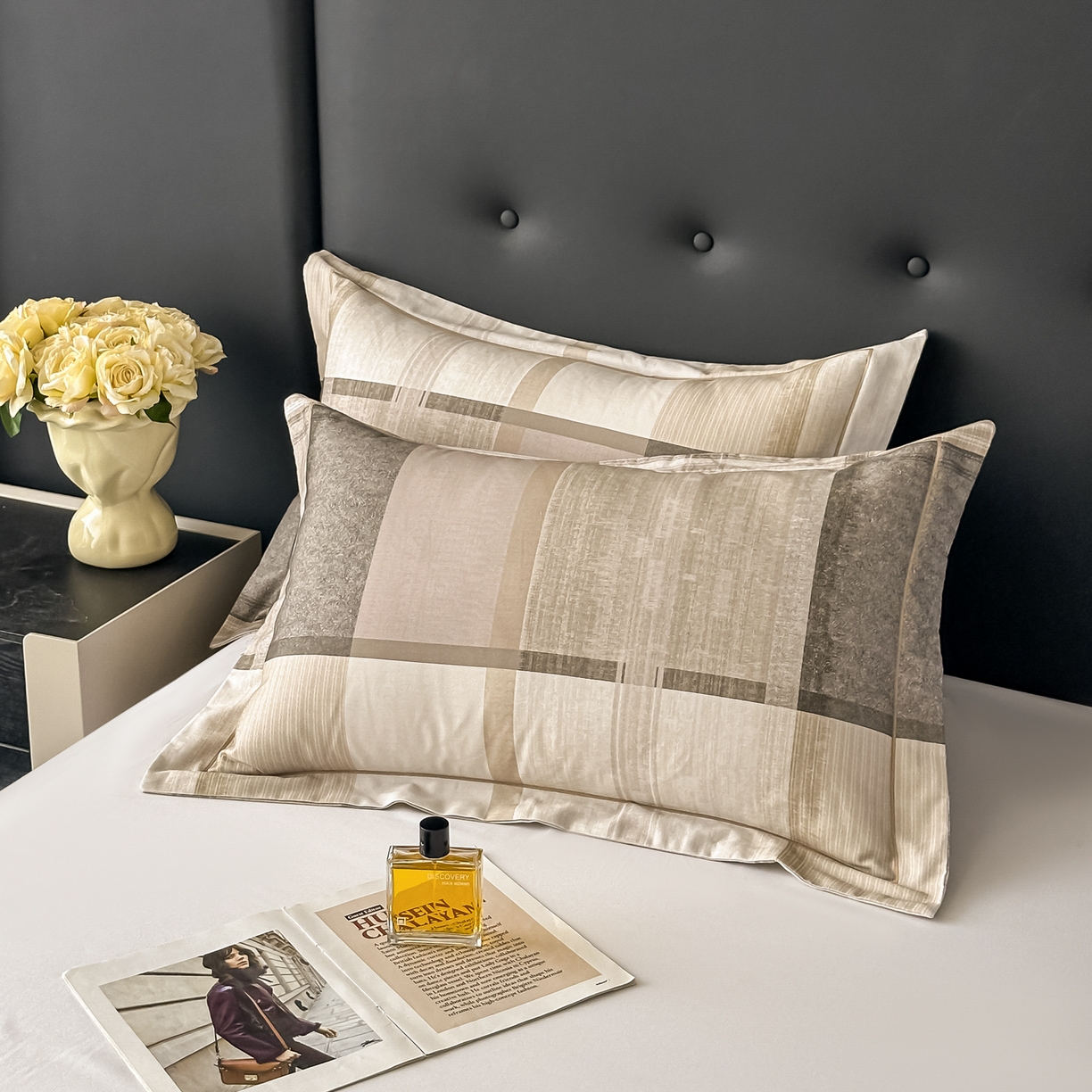 益利多 2025新款纯棉A类全棉枕套加厚磨毛印花两只装枕头套信封开口48x74/50x80 时漫黄