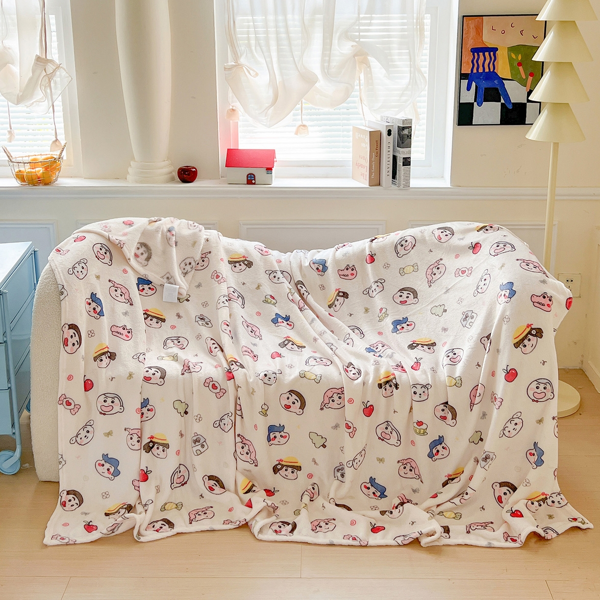 91家纺网 家纺一手货源 找家纺 初念 2025新款四季款双面牛奶绒多功能毛毯 糖果蜡笔