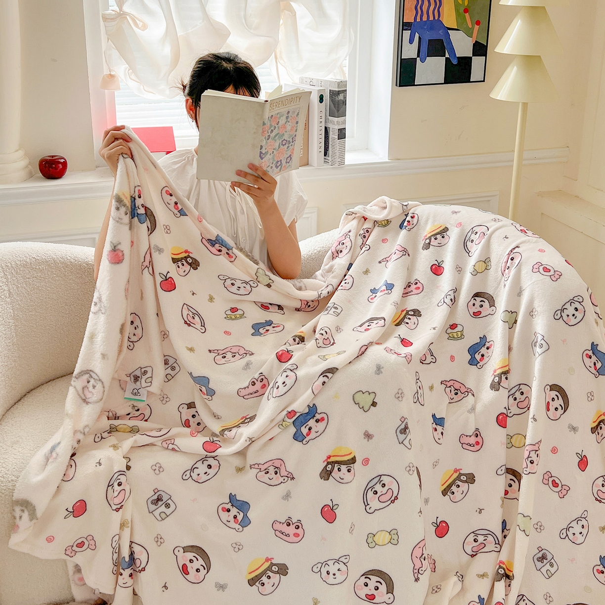 91家纺网 家纺一手货源 找家纺 初念 2025新款四季款双面牛奶绒多功能毛毯 糖果蜡笔