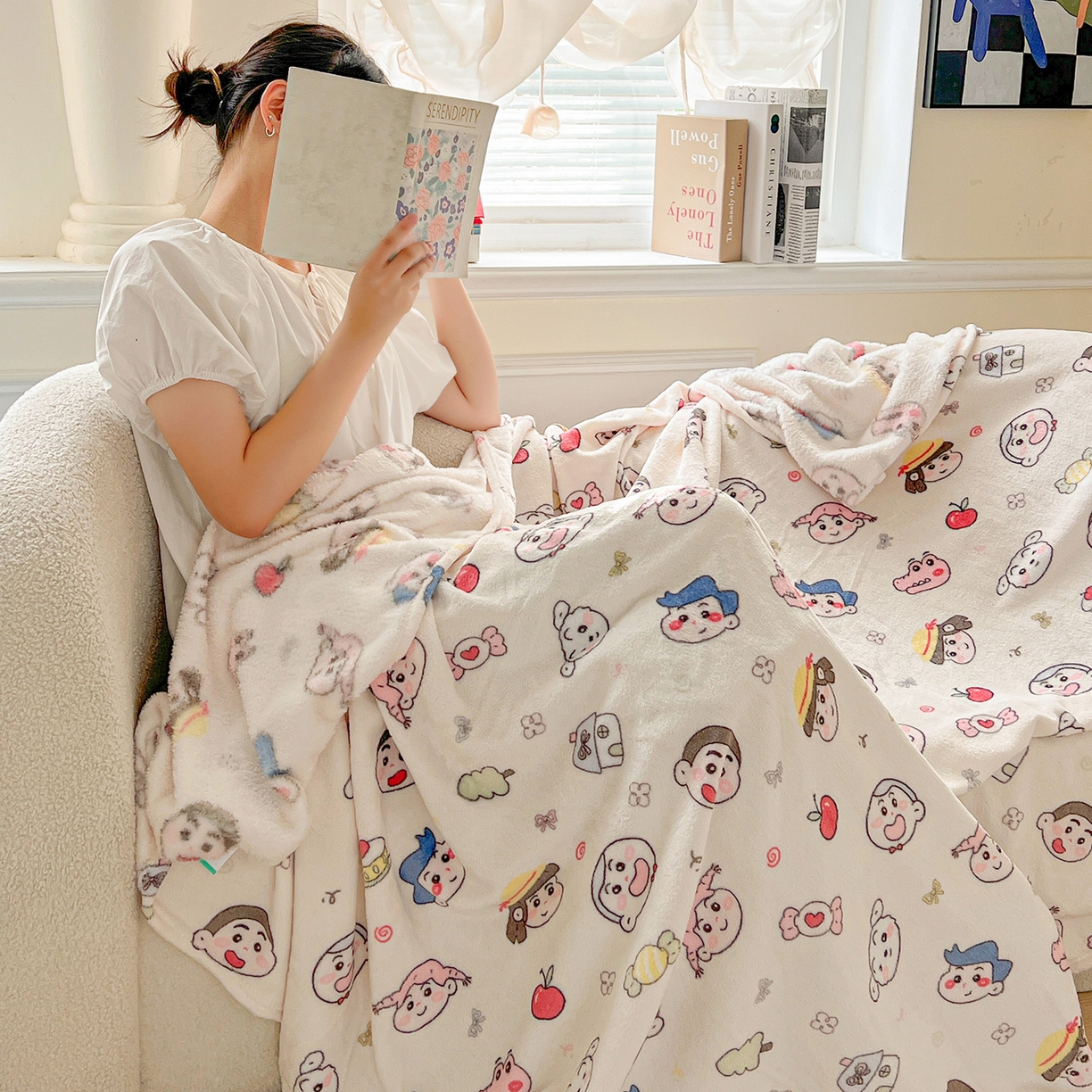 91家纺网 家纺一手货源 找家纺 初念 2025新款四季款双面牛奶绒多功能毛毯 糖果蜡笔