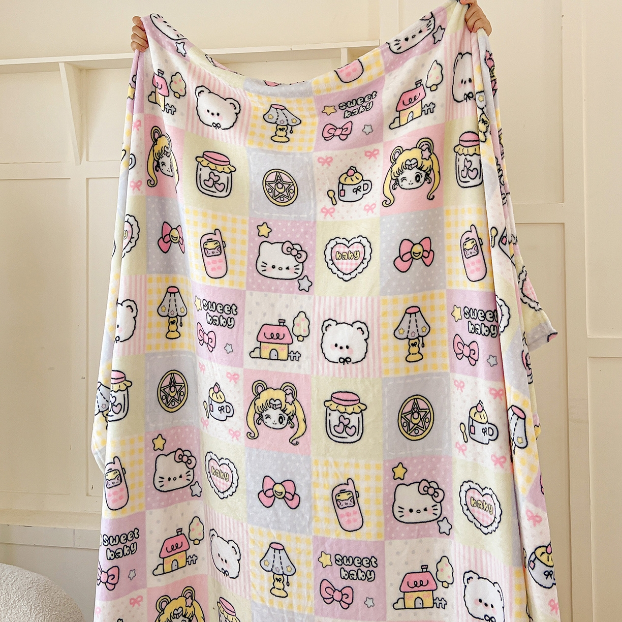 初念 2025新款四季款双面牛奶绒多功能毛毯 少女战士