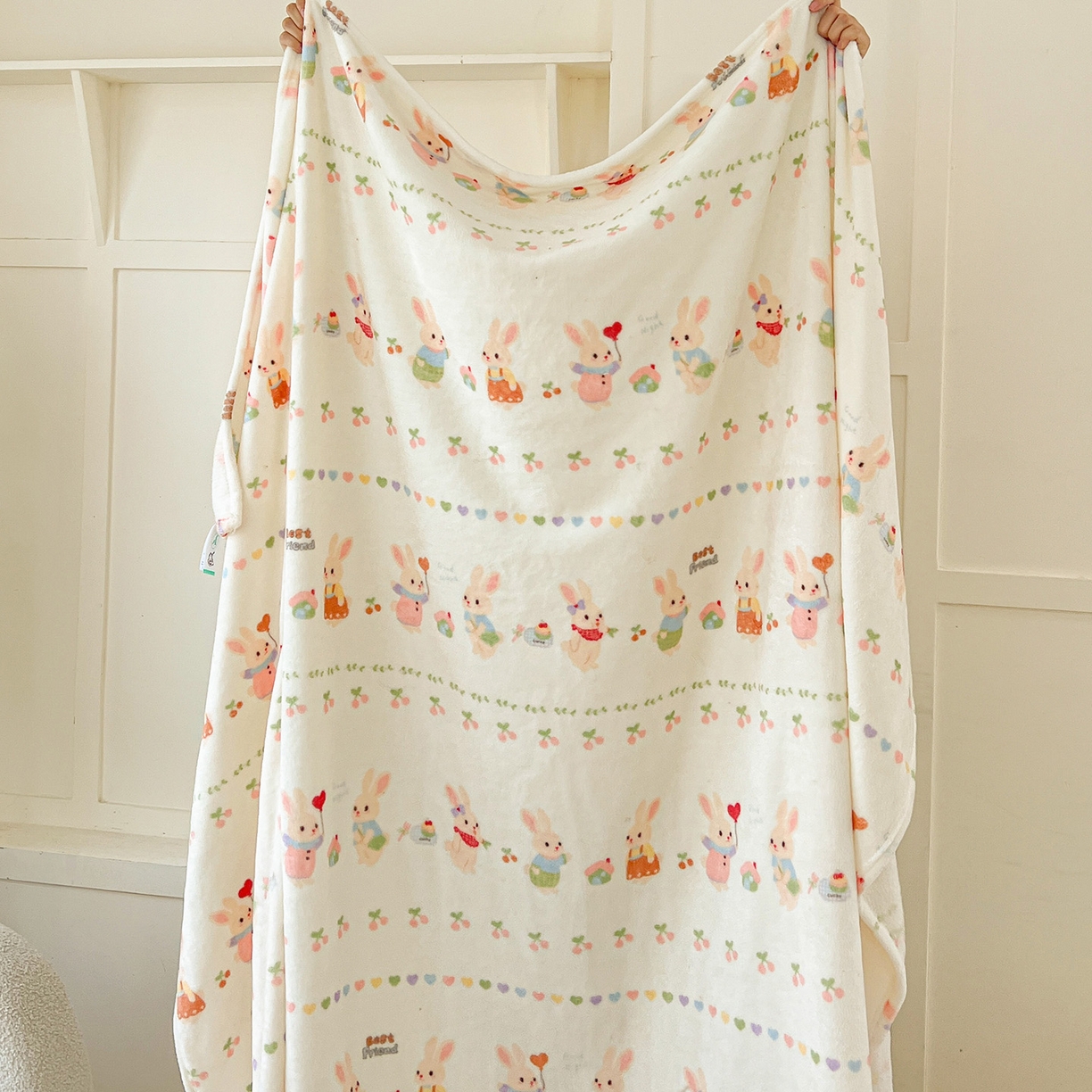 初念 2025新款四季款双面牛奶绒多功能毛毯 小兔胡萝卜