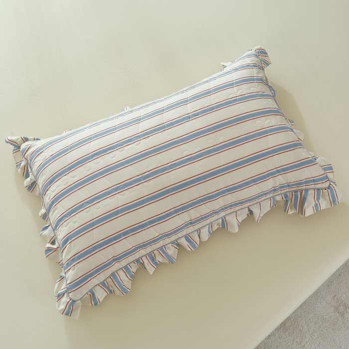 91家纺网 家纺一手货源 找家纺 益利多 2025新款130*70全棉斜纹夹棉绗缝小花边床盖纯棉加厚床盖三件套 简逸