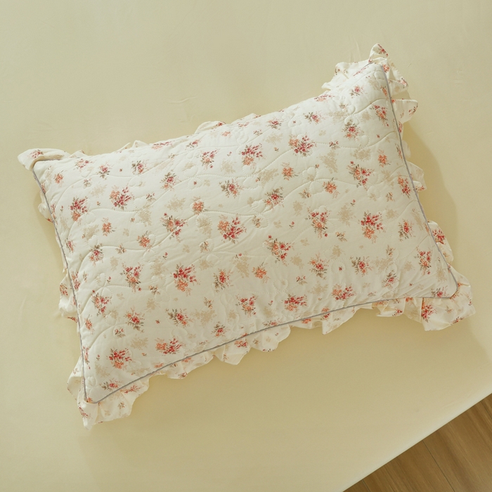 91家纺网 家纺一手货源 找家纺 益利多 2025新款130*70全棉斜纹夹棉绗缝小花边床盖纯棉加厚床盖三件套 繁花似锦