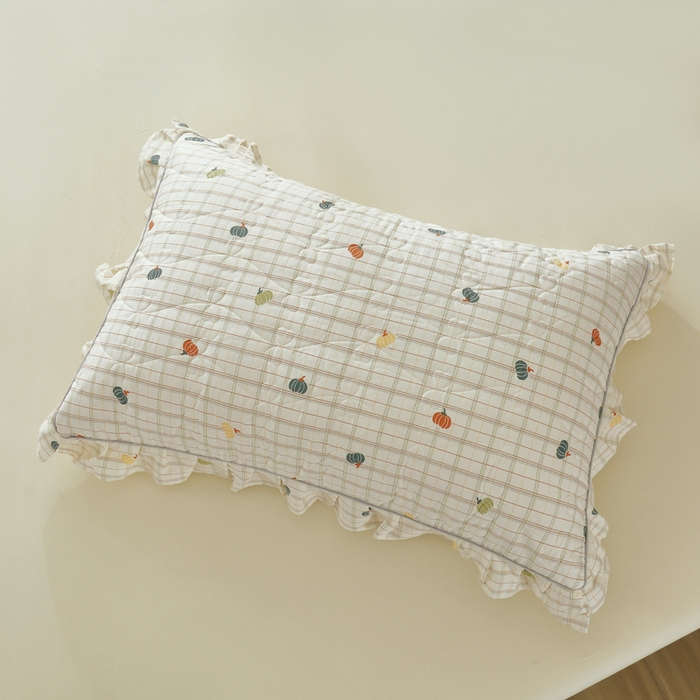 91家纺网 家纺一手货源 找家纺 益利多 2025新款130*70全棉斜纹夹棉绗缝小花边床盖纯棉加厚床盖三件套 橘络