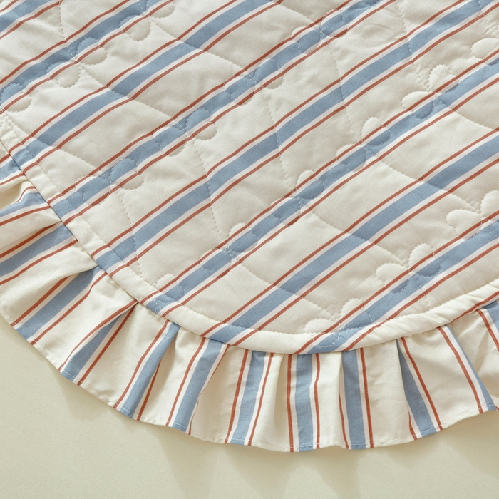 91家纺网 家纺一手货源 找家纺 益利多 2025新款130*70全棉斜纹夹棉绗缝小花边床盖纯棉加厚床盖三件套 简逸