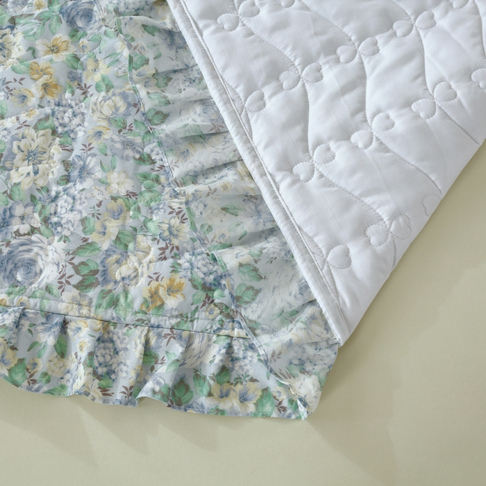 91家纺网 家纺一手货源 找家纺 （总）益利多 2025新款130*70全棉斜纹夹棉绗缝小花边床盖纯棉加厚床盖三件套