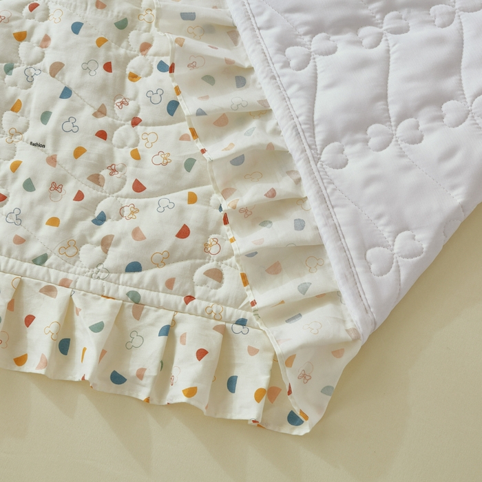 91家纺网 家纺一手货源 找家纺 益利多 2025新款130*70全棉斜纹夹棉绗缝小花边床盖纯棉加厚床盖三件套 欢乐派