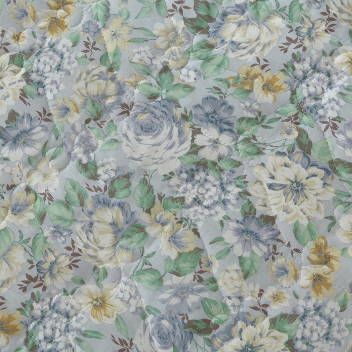 91家纺网 家纺一手货源 找家纺 益利多 2025新款130*70全棉斜纹夹棉绗缝小花边床盖纯棉加厚床盖三件套 薄荷微风