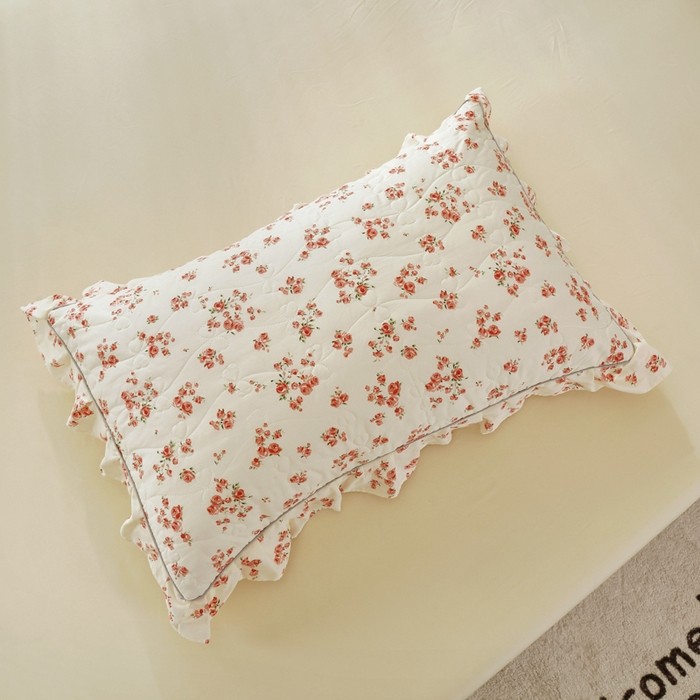 91家纺网 家纺一手货源 找家纺 益利多 2025新款130*70全棉斜纹夹棉绗缝小花边床盖纯棉加厚床盖三件套 初野