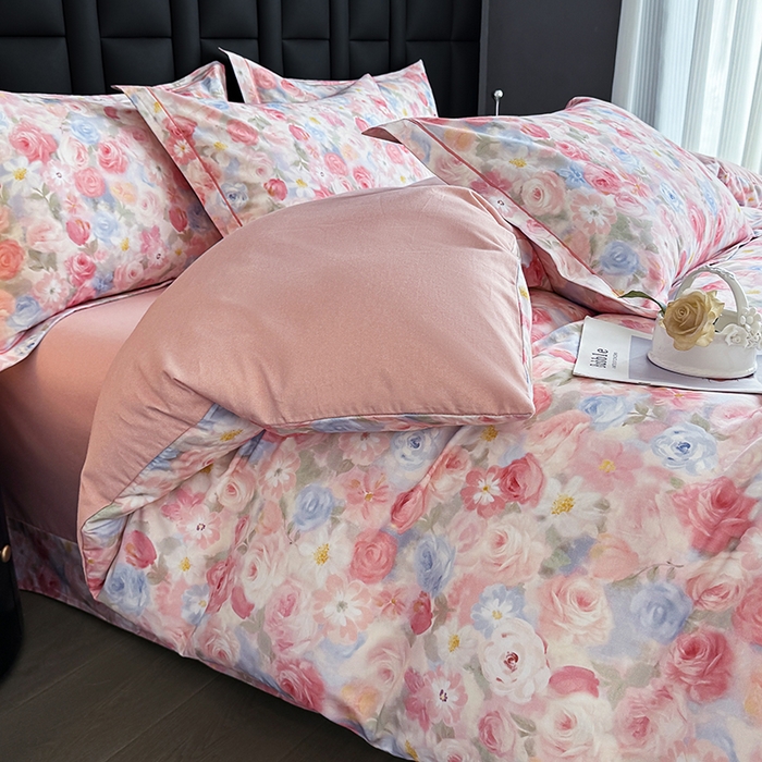 91家纺网 家纺一手货源 找家纺 金盛纺 2025新款全棉纯棉加厚磨毛印花四件套 甜梦荼语