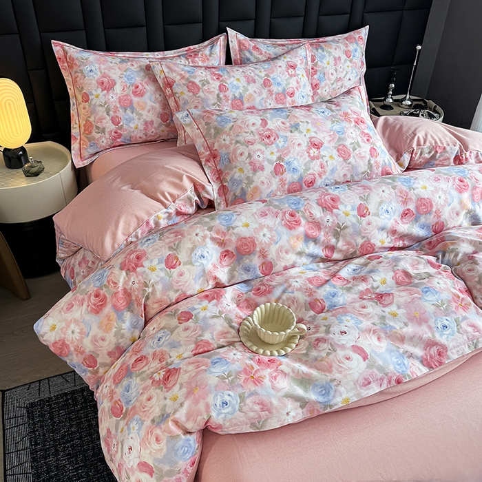 91家纺网 家纺一手货源 找家纺 金盛纺 2025新款全棉纯棉加厚磨毛印花四件套 甜梦荼语