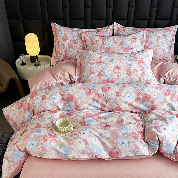 91家纺网 家纺一手货源 找家纺 金盛纺 2025新款全棉纯棉加厚磨毛印花四件套 甜梦荼语