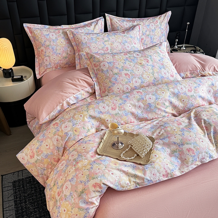 91家纺网 家纺一手货源 找家纺 金盛纺 2025新款全棉纯棉加厚磨毛印花四件套 仙女星尘