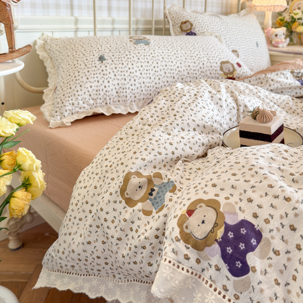 91家纺网 家纺一手货源 找家纺 （总）初念 2025新款1云感双层纱四件套-梦华