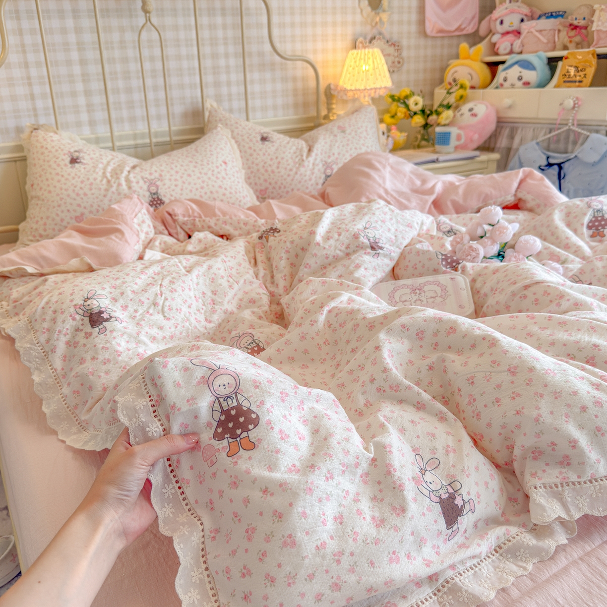 91家纺网 家纺一手货源 找家纺 （总）初念 2025新款1云感双层纱四件套-梦华