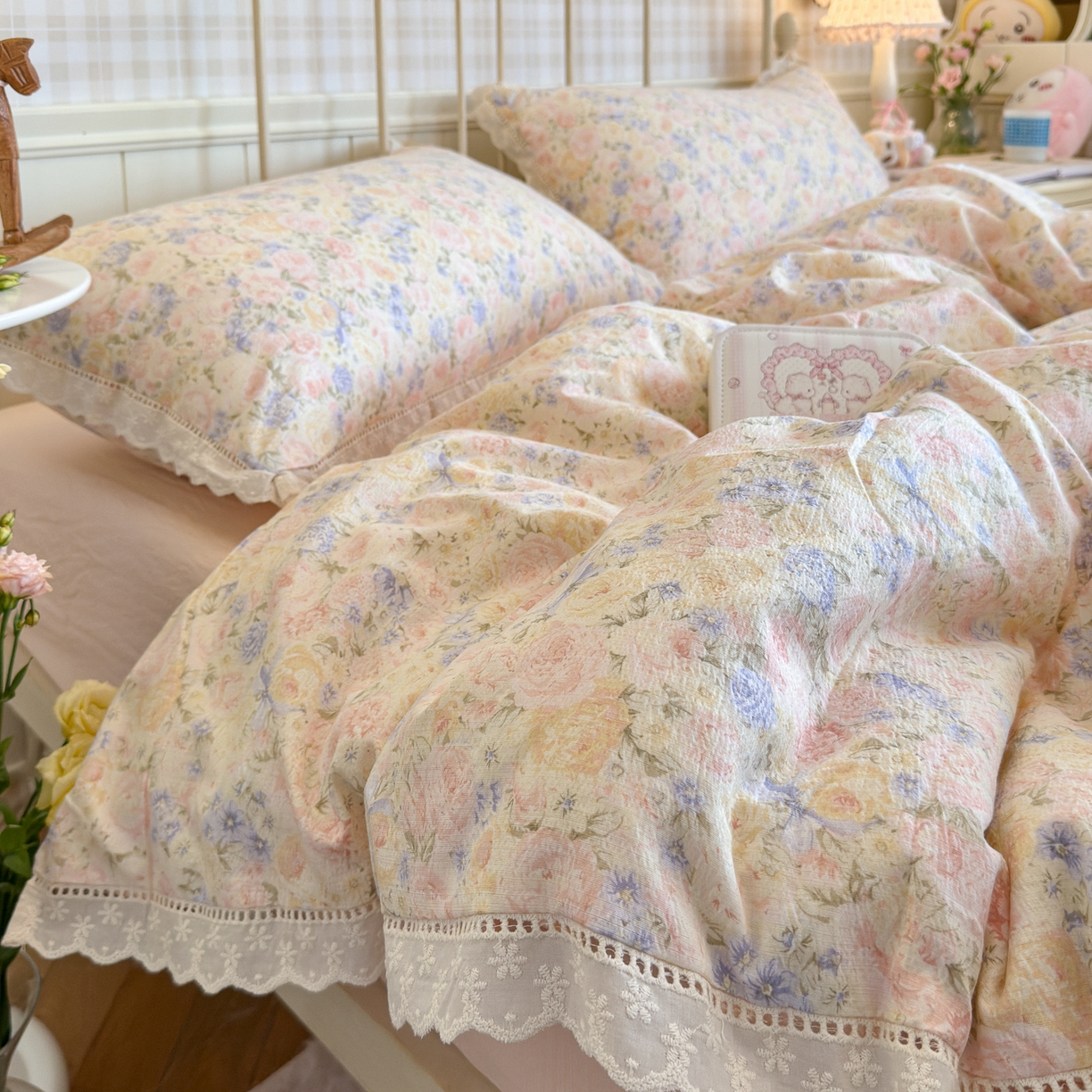 91家纺网 家纺一手货源 找家纺 （总）初念 2025新款1云感双层纱四件套-梦华