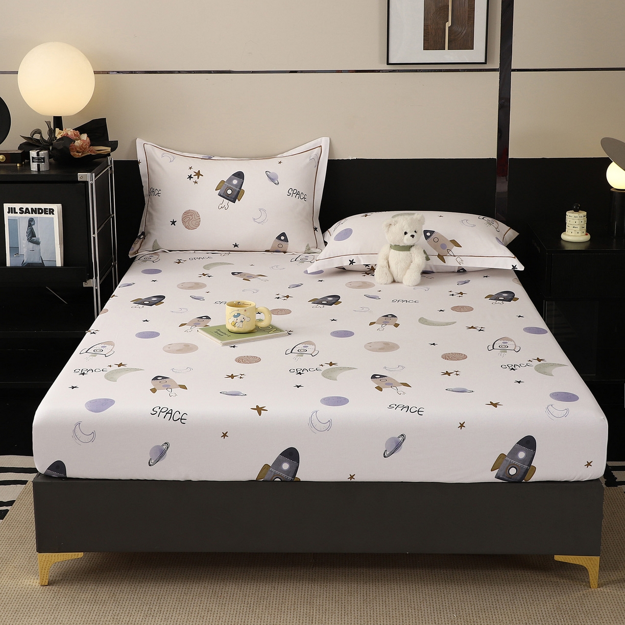 91家纺网 家纺一手货源 找家纺 金盛纺 2025新款全棉纯棉加厚磨毛印花单品床笠 床笠单件 太空漫步