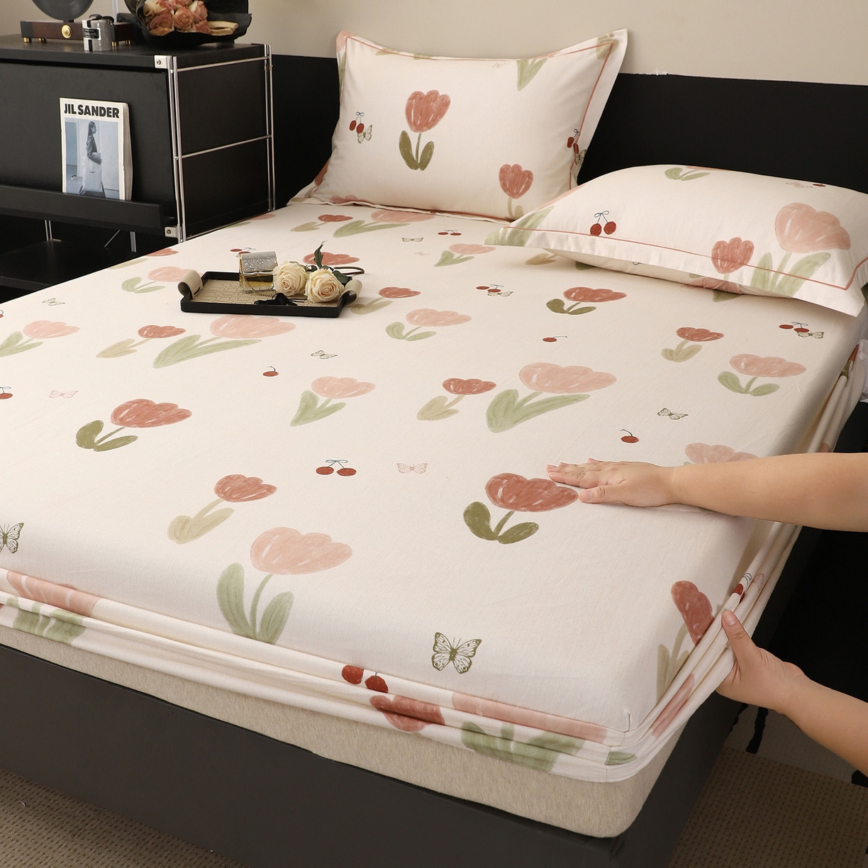 91家纺网 家纺一手货源 找家纺 （总）金盛纺 2025新款全棉纯棉加厚磨毛印花单品床笠 床笠单件