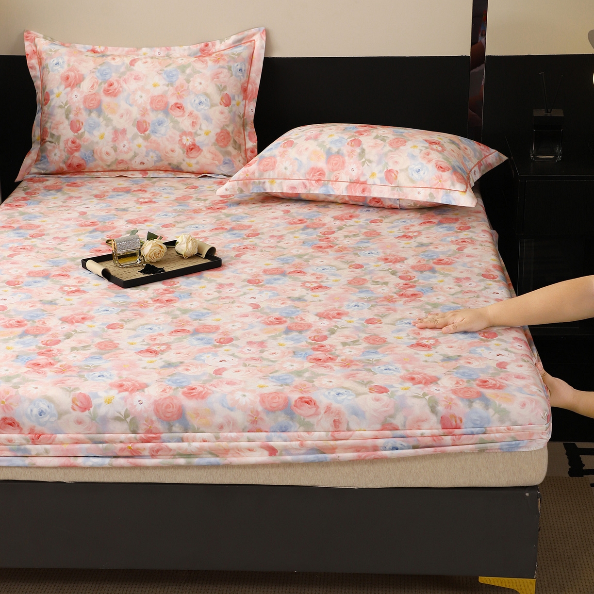 91家纺网 家纺一手货源 找家纺 金盛纺 2025新款全棉纯棉加厚磨毛印花单品床笠 床笠单件 甜梦荼语