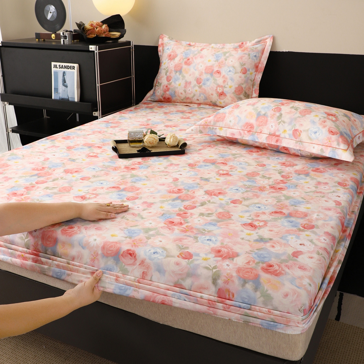 91家纺网 家纺一手货源 找家纺 金盛纺 2025新款全棉纯棉加厚磨毛印花单品床笠 床笠单件 甜梦荼语