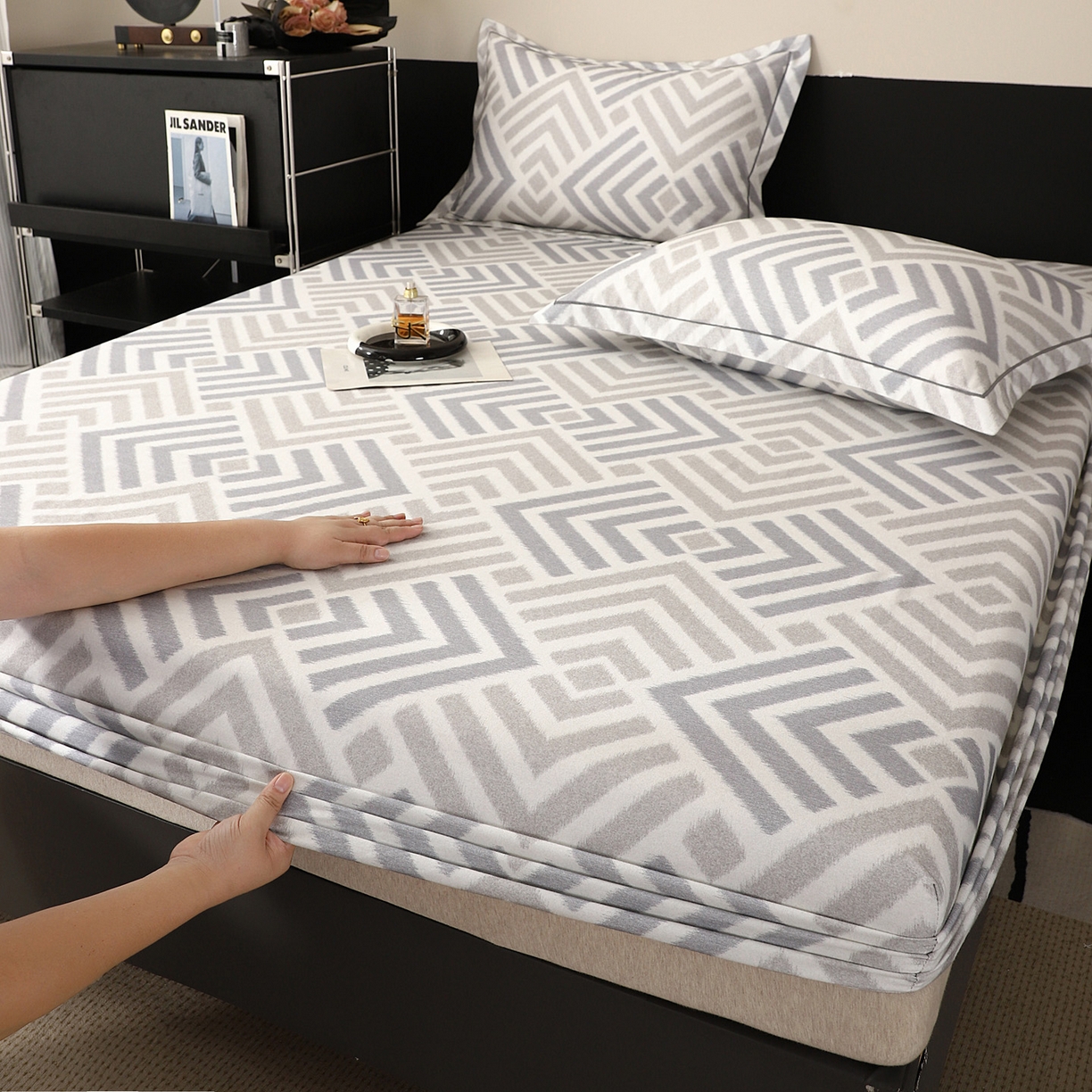 91家纺网 家纺一手货源 找家纺 金盛纺 2025新款全棉纯棉加厚磨毛印花单品床笠 床笠单件 半舟