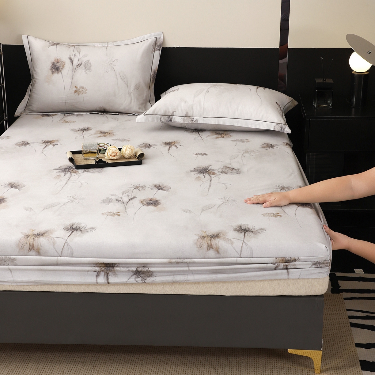 91家纺网 家纺一手货源 找家纺 金盛纺 2025新款全棉纯棉加厚磨毛印花单品床笠 床笠单件 嬉秋集