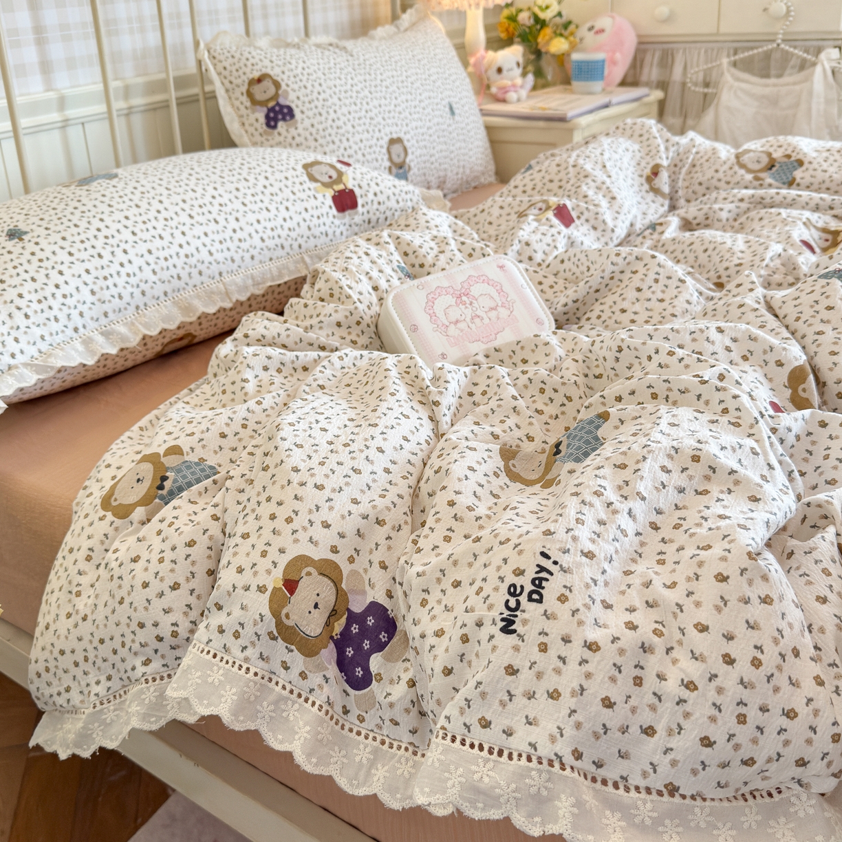 91家纺网 家纺一手货源 找家纺 初念 2025新款1云感双层纱四件套-梦华 梦华-狮子唱片