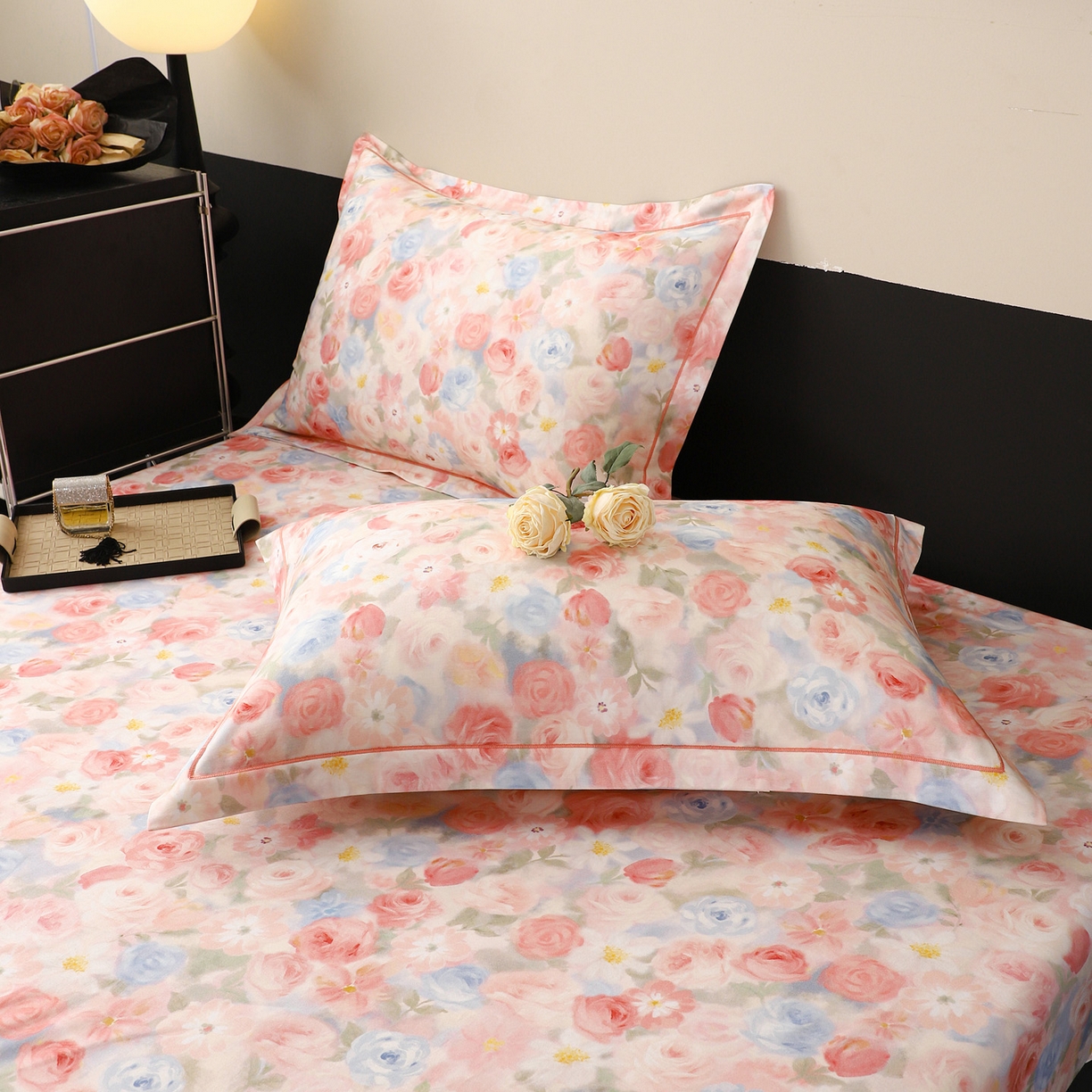 91家纺网 家纺一手货源 找家纺 金盛纺 2025新款全棉纯棉加厚磨毛印花单品床笠 床笠单件 甜梦荼语