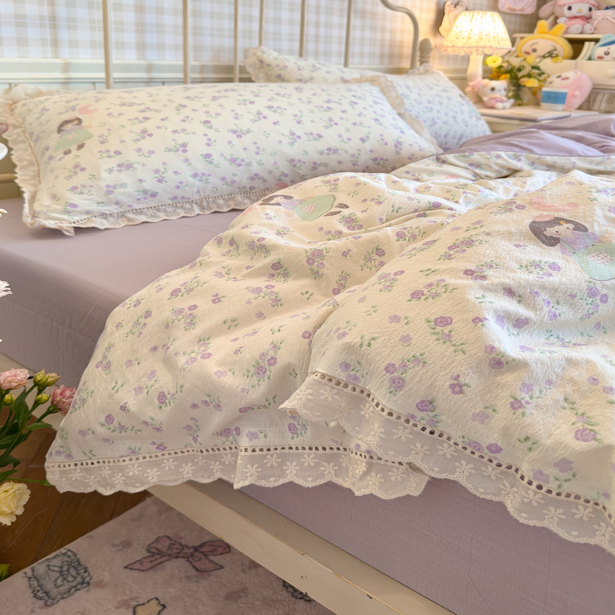 91家纺网 家纺一手货源 找家纺 （总）初念 2025新款1云感双层纱四件套-梦华