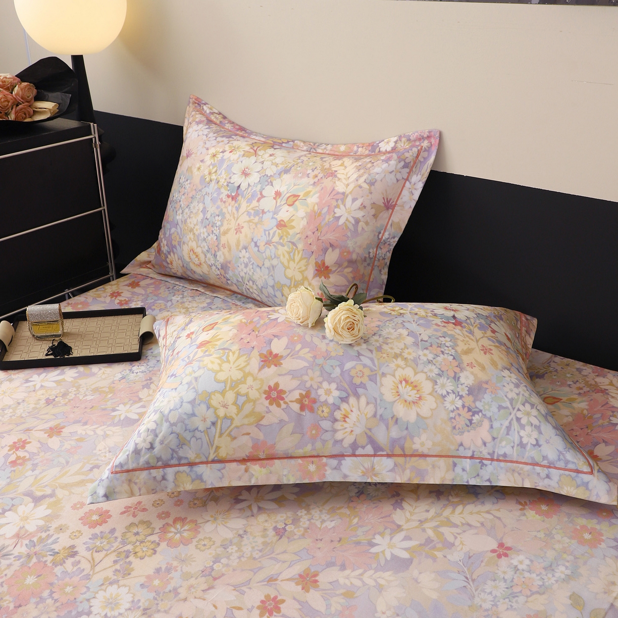 91家纺网 家纺一手货源 找家纺 金盛纺 2025新款全棉纯棉加厚磨毛印花单品床笠 床笠单件 樱雪柰