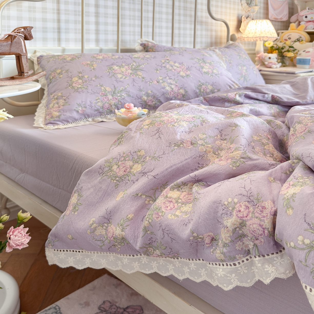 91家纺网 家纺一手货源 找家纺 （总）初念 2025新款1云感双层纱四件套-梦华