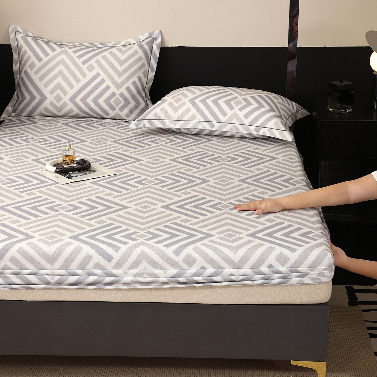 91家纺网 家纺一手货源 找家纺 金盛纺 2025新款全棉纯棉加厚磨毛印花单品床笠 床笠单件 半舟