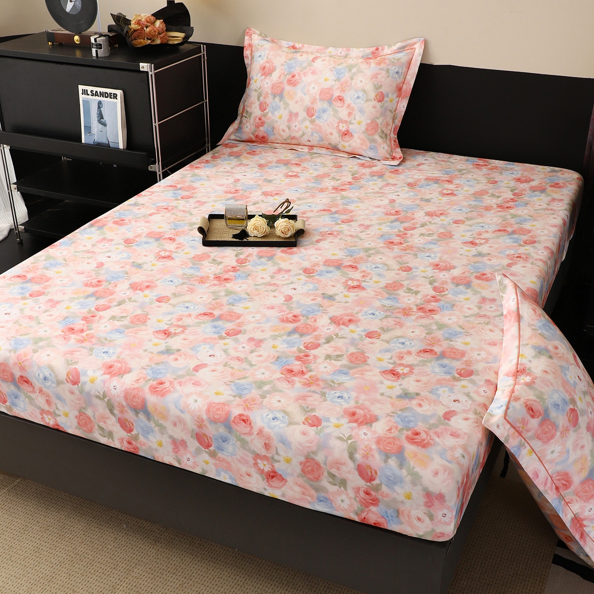 91家纺网 家纺一手货源 找家纺 金盛纺 2025新款全棉纯棉加厚磨毛印花单品床笠 床笠单件 甜梦荼语