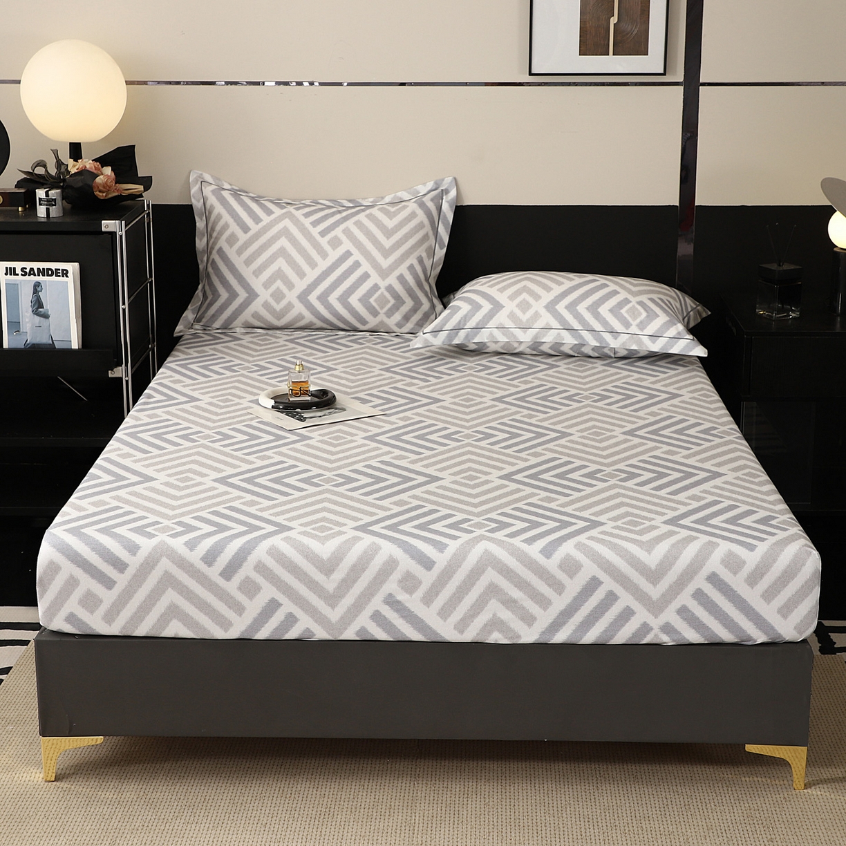 91家纺网 家纺一手货源 找家纺 金盛纺 2025新款全棉纯棉加厚磨毛印花单品床笠 床笠单件 半舟