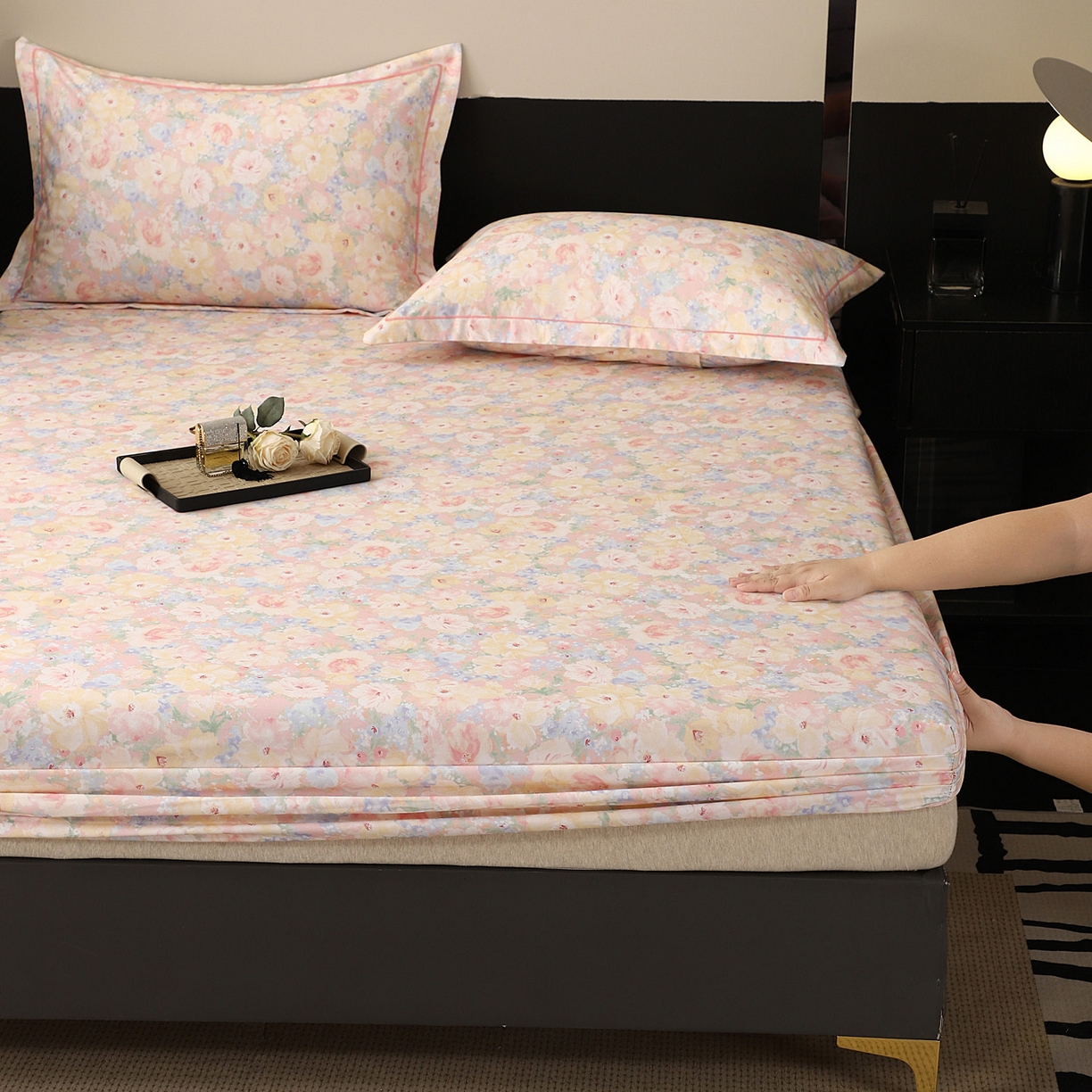 91家纺网 家纺一手货源 找家纺 金盛纺 2025新款全棉纯棉加厚磨毛印花单品床笠 床笠单件 仙女星尘