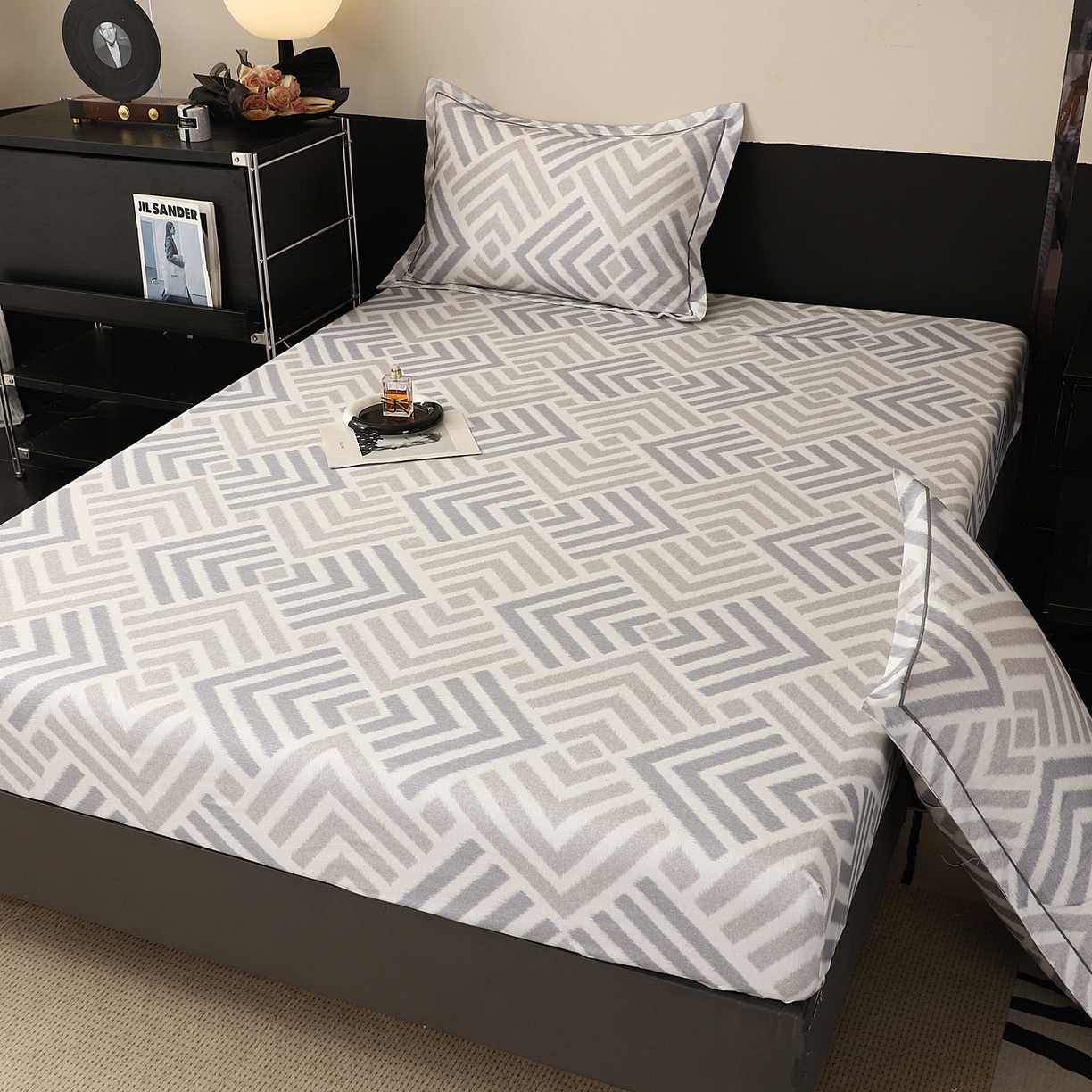 91家纺网 家纺一手货源 找家纺 金盛纺 2025新款全棉纯棉加厚磨毛印花单品床笠 床笠单件 半舟