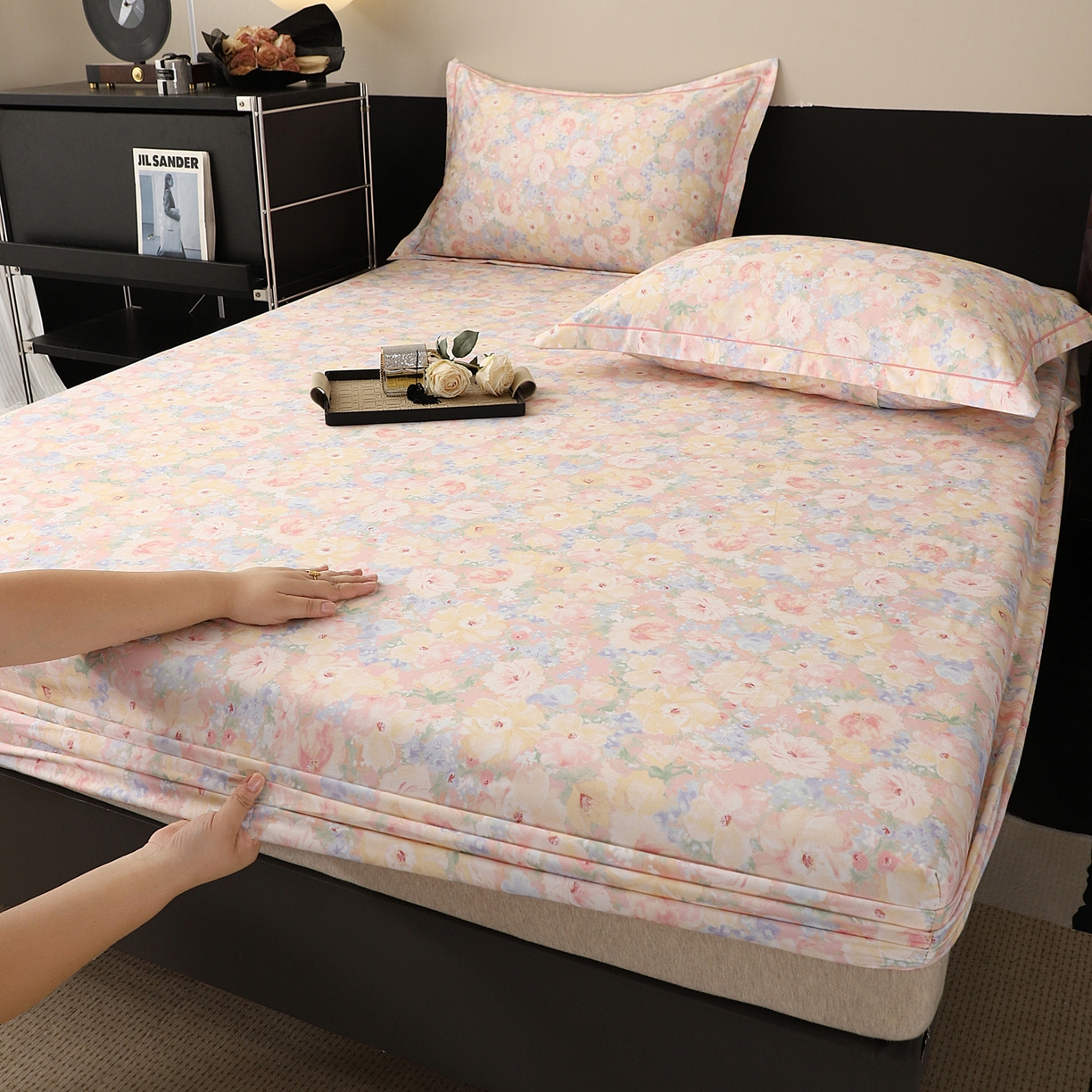 91家纺网 家纺一手货源 找家纺 金盛纺 2025新款全棉纯棉加厚磨毛印花单品床笠 床笠单件 仙女星尘