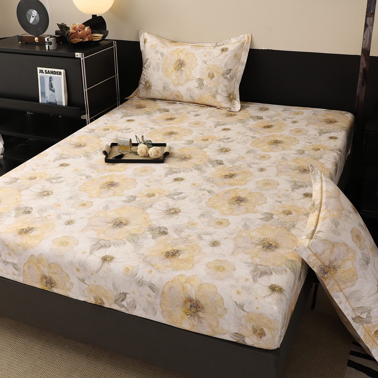 91家纺网 家纺一手货源 找家纺 金盛纺 2025新款全棉纯棉加厚磨毛印花单品床笠 床笠单件 豆蔻年华