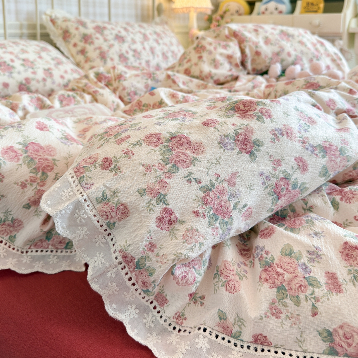 91家纺网 家纺一手货源 找家纺 初念 2025新款1云感双层纱四件套-梦华 梦华-星眠云野