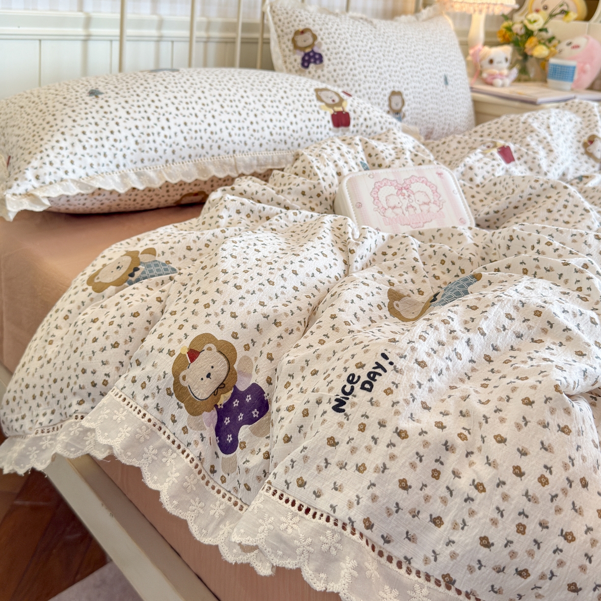 91家纺网 家纺一手货源 找家纺 初念 2025新款1云感双层纱四件套-梦华 梦华-狮子唱片