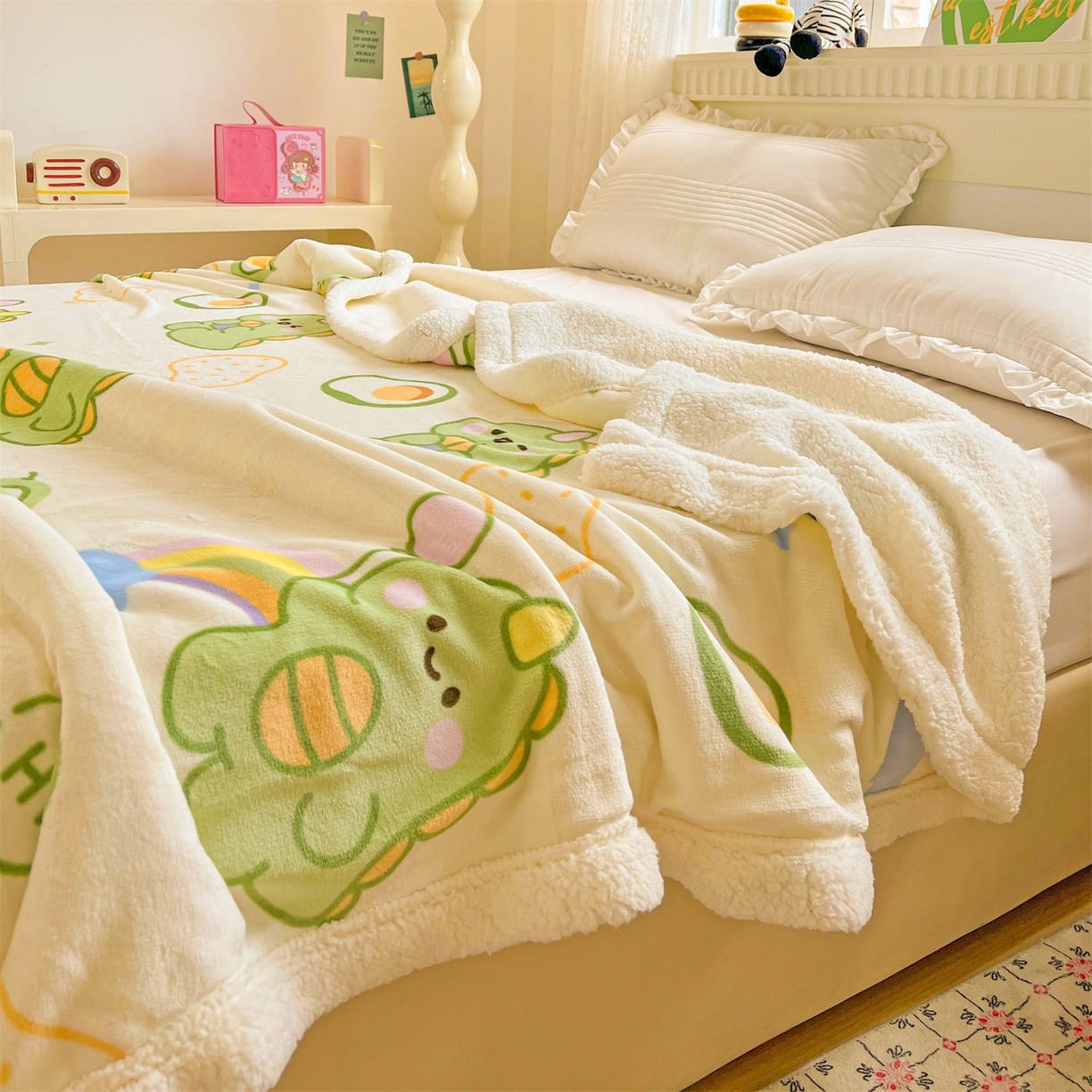 91家纺网 家纺一手货源 找家纺 （总）名兮 2025新款秋冬高克重牛奶绒羊羔绒多功能盖毯