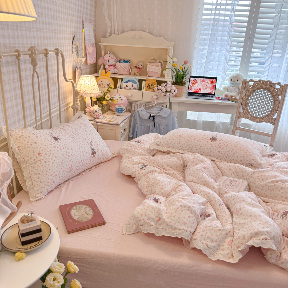 91家纺网 家纺一手货源 找家纺 初念 2025新款1云感双层纱四件套-梦华 梦华-芭比兔