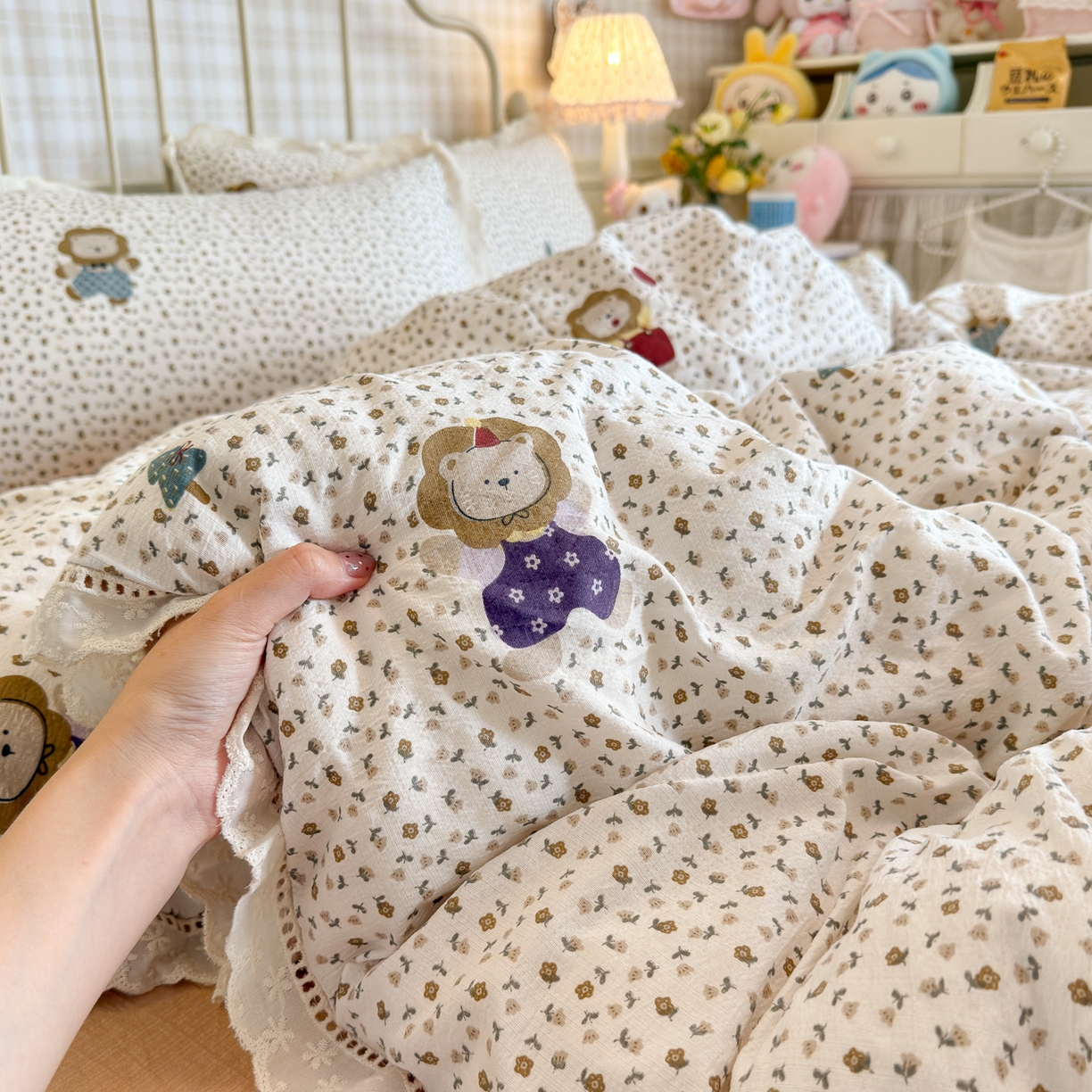 91家纺网 家纺一手货源 找家纺 初念 2025新款1云感双层纱四件套-梦华 梦华-狮子唱片