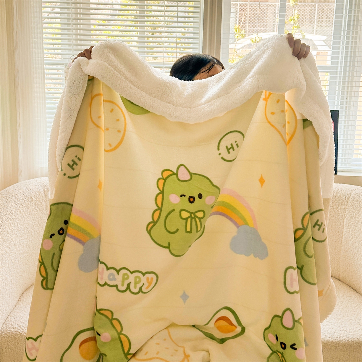 91家纺网 家纺一手货源 找家纺 （总）名兮 2025新款秋冬高克重牛奶绒羊羔绒多功能盖毯