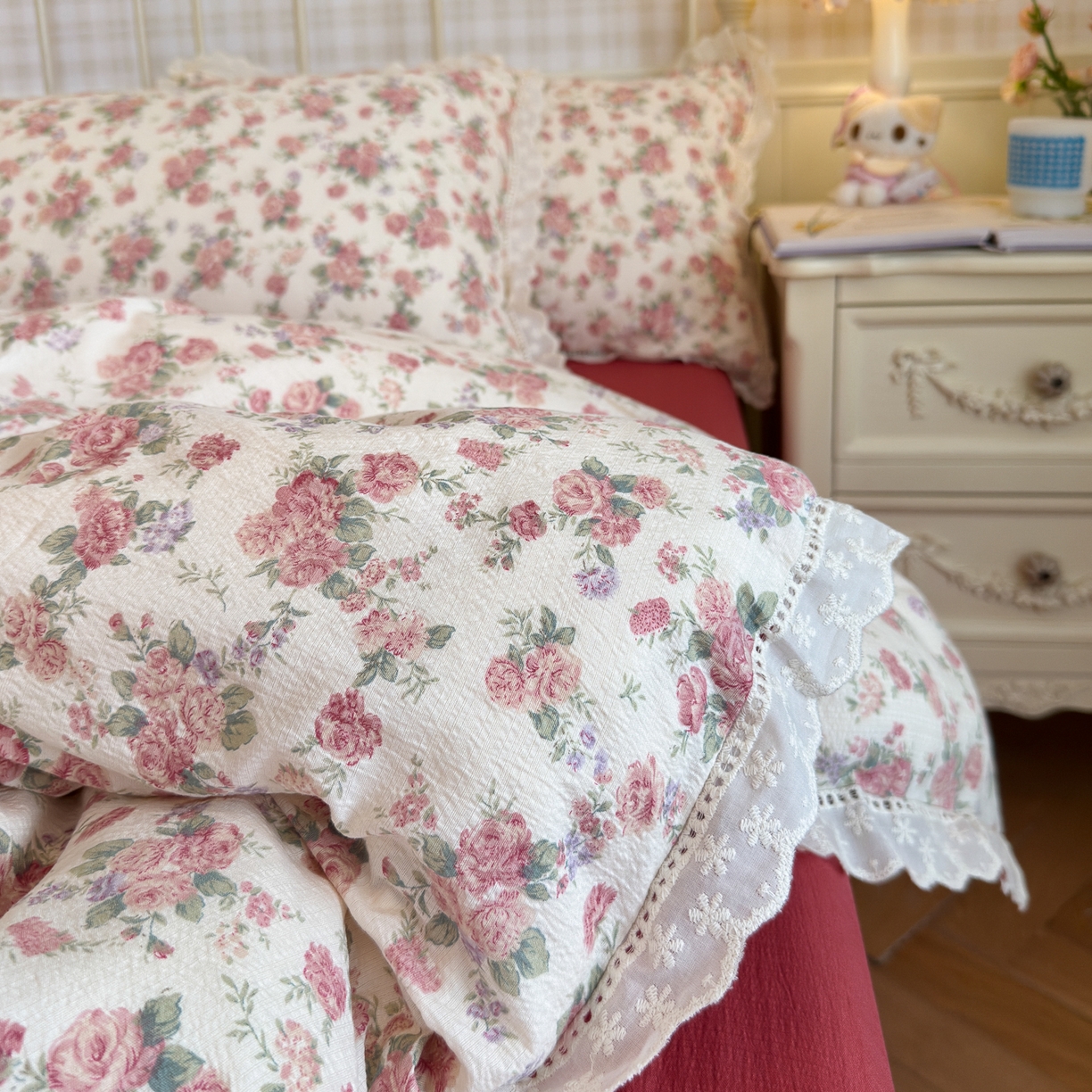 91家纺网 家纺一手货源 找家纺 初念 2025新款1云感双层纱四件套-梦华 梦华-星眠云野