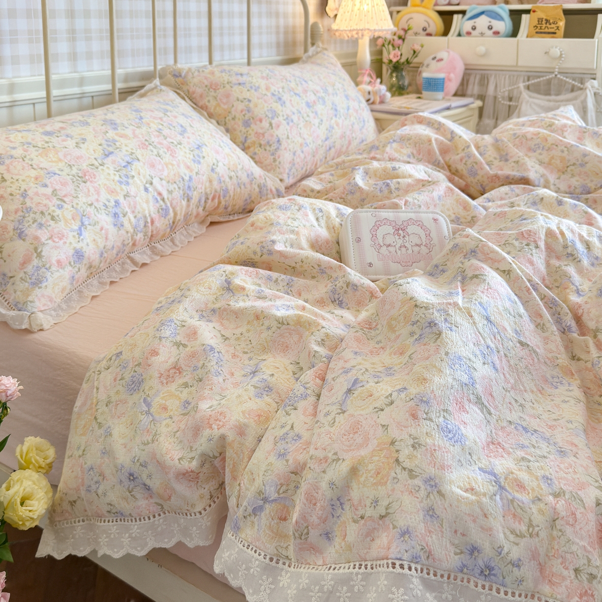 91家纺网 家纺一手货源 找家纺 初念 2025新款1云感双层纱四件套-梦华 梦华-虞美人的诗