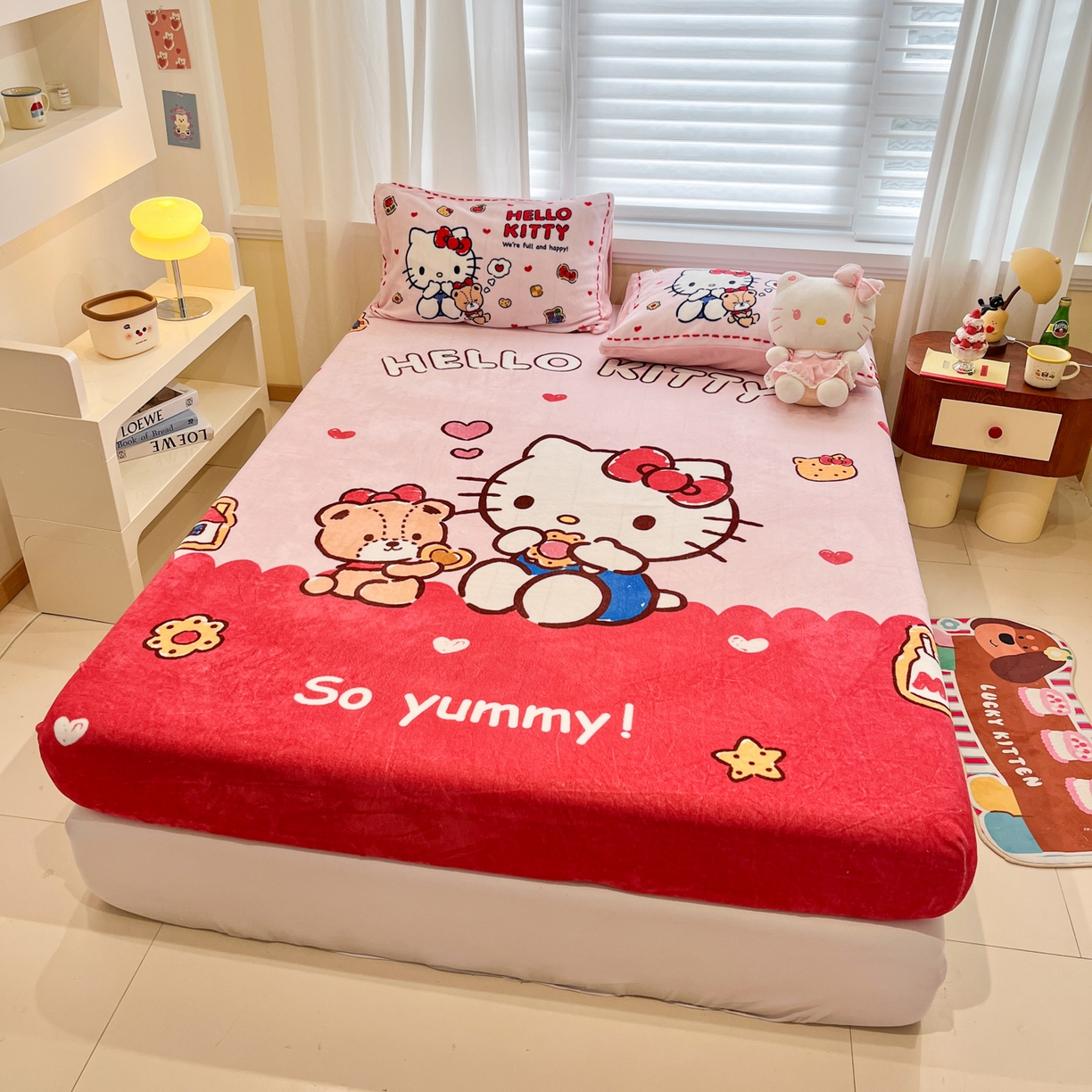 91家纺网 家纺一手货源 找家纺 （总）金爱家 2025新款大版三丽鸥高克重牛奶绒保暖床笠